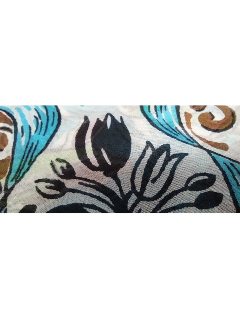 1930s 40s Silk Neck Unisex Scarf Turquoise Brown Neon Jade Green Tulips Paisley
